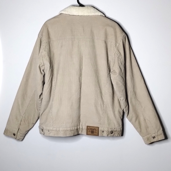 Chaps Corduroy Sherpa-Lined Trucker Jacket L Tan - Picture 2 of 8